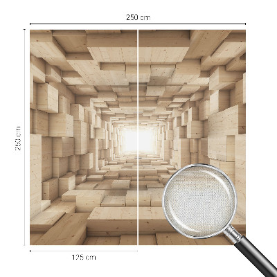 Papel mural texturado decorativo con diseño de túnel de madera