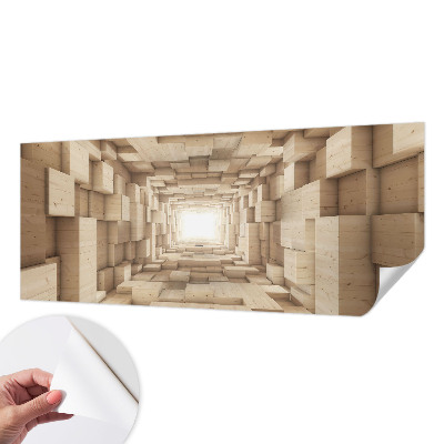 Papel mural texturado decorativo con diseño de túnel de madera