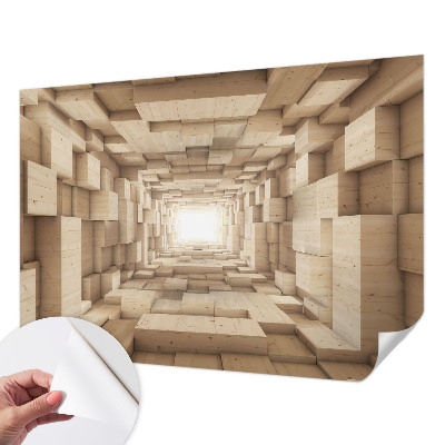 Papel mural texturado decorativo con diseño de túnel de madera