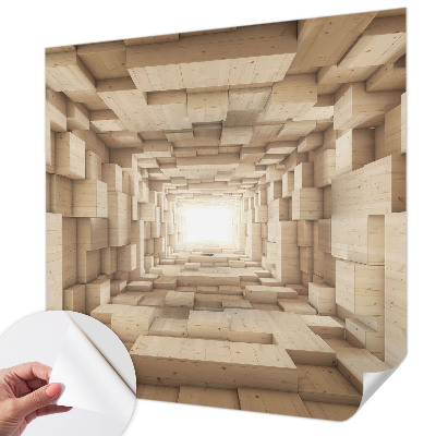 Papel mural texturado decorativo con diseño de túnel de madera