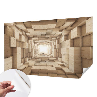 Papel mural texturado decorativo con diseño de túnel de madera