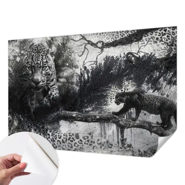 Mural de pared con estampado hermoso con un motivo de leopardos abstractos