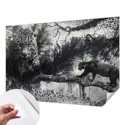 Mural de pared con estampado hermoso con un motivo de leopardos abstractos