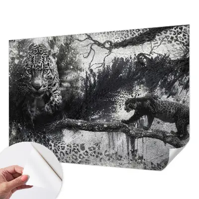 Mural de pared con estampado hermoso con un motivo de leopardos abstractos