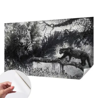 Mural de pared con estampado hermoso con un motivo de leopardos abstractos