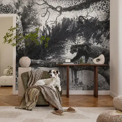 Mural de pared con estampado hermoso con un motivo de leopardos abstractos