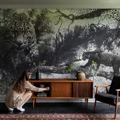 Mural de pared con estampado hermoso con un motivo de leopardos abstractos