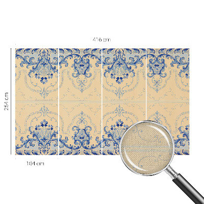 Fotomural decorativo para cabecero de cama con motivos adornos azules