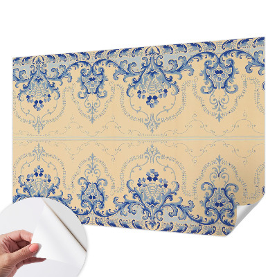 Fotomural decorativo para cabecero de cama con motivos adornos azules
