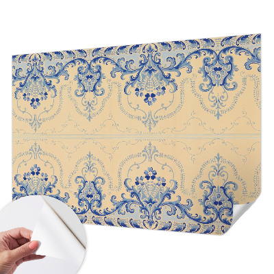 Fotomural decorativo para cabecero de cama con motivos adornos azules