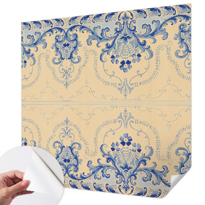Fotomural decorativo para cabecero de cama con motivos adornos azules