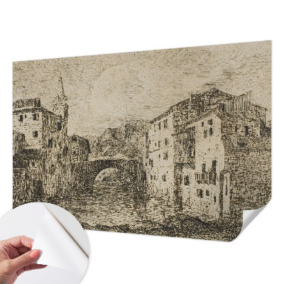Mural de pared con estampado hermoso con un panorama de la ciudad