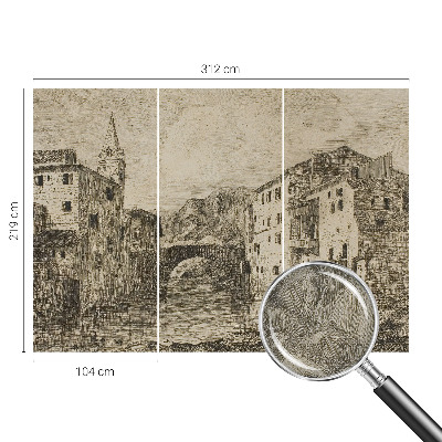 Mural de pared con estampado hermoso con un panorama de la ciudad