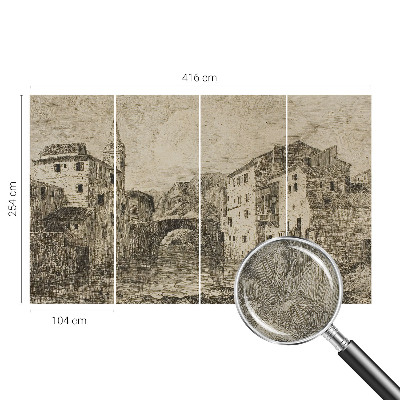 Mural de pared con estampado hermoso Panorama de la ciudad