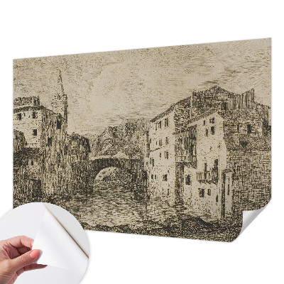 Mural de pared con estampado hermoso con un panorama de la ciudad