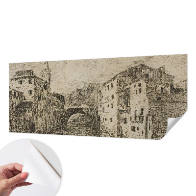 Mural de pared con estampado hermoso con un panorama de la ciudad
