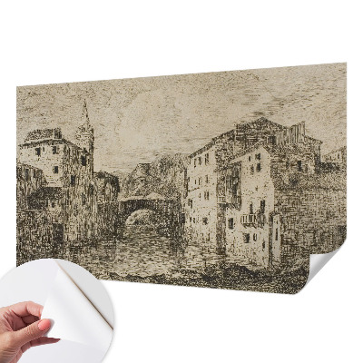Mural de pared con estampado hermoso con un panorama de la ciudad