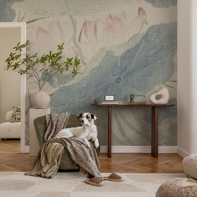 Papel mural texturado decorativo hojas de loto