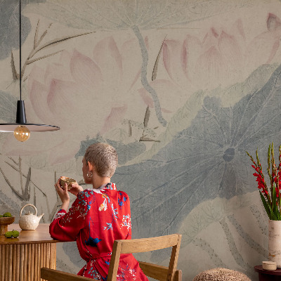 Papel mural texturado decorativo hojas de loto