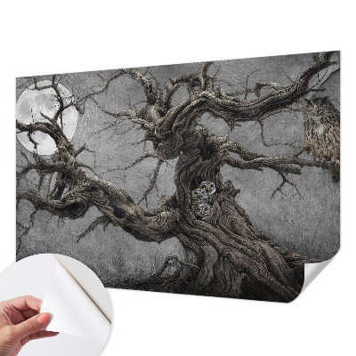 Fotomural decorativo para cabecero de cama con diseño de búho misterioso