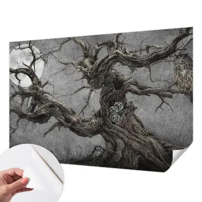Fotomural decorativo para cabecero de cama con diseño de búho misterioso