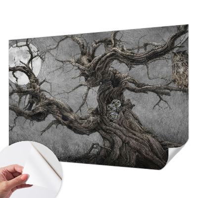 Fotomural decorativo para cabecero de cama con diseño de búho misterioso