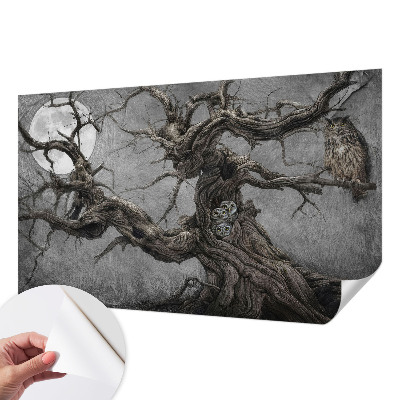 Fotomural decorativo para cabecero de cama con diseño de búho misterioso