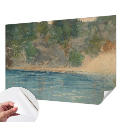 Papel mural texturado decorativo costa tropical