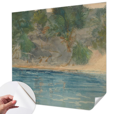 Papel mural texturado decorativo costa tropical