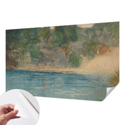Papel mural texturado decorativo costa tropical
