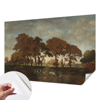 Papel mural con patrón decorativo con un paisaje idílico