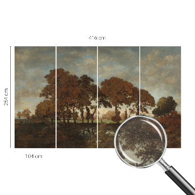 Papel mural con patrón decorativo con un paisaje idílico