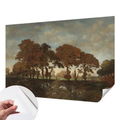 Papel mural con patrón decorativo con un paisaje idílico