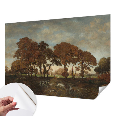 Papel mural con patrón decorativo con un paisaje idílico