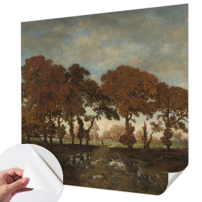 Papel mural con patrón decorativo con un paisaje idílico