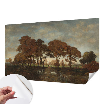 Papel mural con patrón decorativo con un paisaje idílico