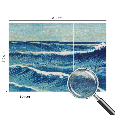 Mural de pared con estampado hermoso olas del mar