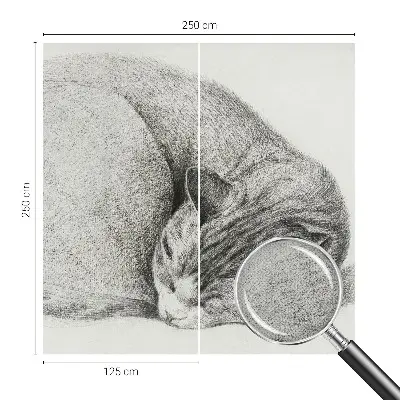 Papel mural texturado decorativo con diseño de un gato acurrucado