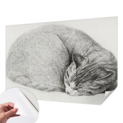 Papel mural texturado decorativo con diseño de un gato acurrucado
