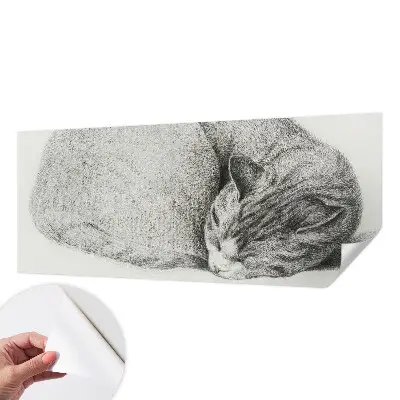 Papel mural texturado decorativo con diseño de un gato acurrucado
