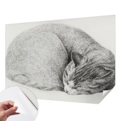 Papel mural texturado decorativo con diseño de un gato acurrucado