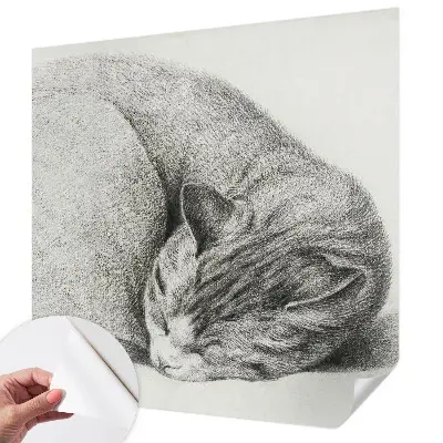 Papel mural texturado decorativo con diseño de un gato acurrucado
