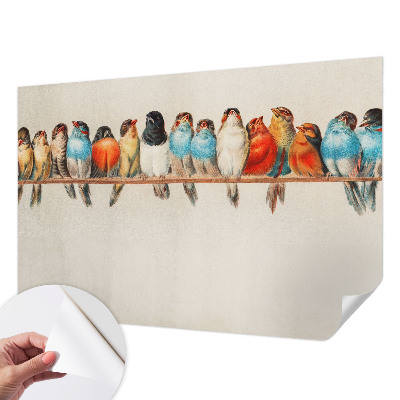 Fotomural decorativo para cabecero de cama con diseño de pájaros en una rama