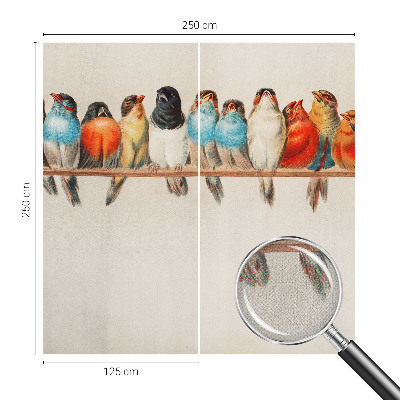 Fotomural decorativo para cabecero de cama con diseño de pájaros en una rama