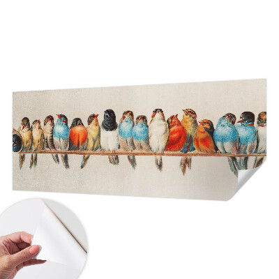 Fotomural decorativo para cabecero de cama con diseño de pájaros en una rama