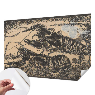 Papel mural con patrón decorativo con diseño de cangrejo de río