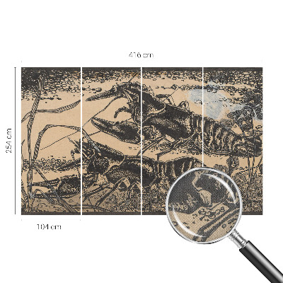 Papel mural con patrón decorativo cangrejo de río