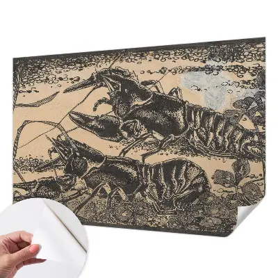 Papel mural con patrón decorativo con diseño de cangrejo de río