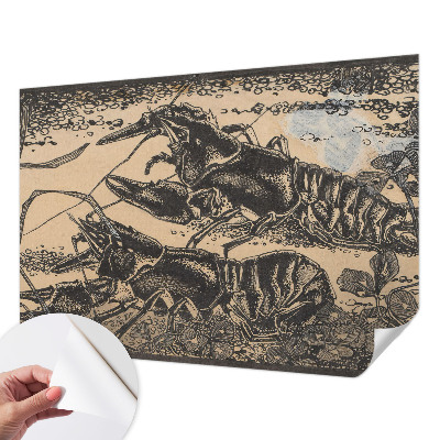 Papel mural con patrón decorativo cangrejo de río