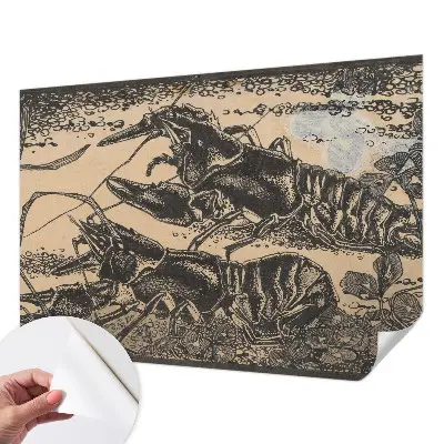 Papel mural con patrón decorativo con diseño de cangrejo de río